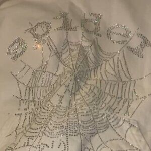 Sp5der OG Rhinestone Logo Hoodie Sweatshirt White | Spider Worldwide